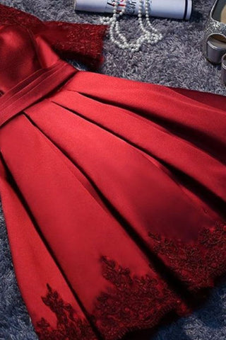 2024 New Arrival Homecoming Dresses Boat Neck Satin With Appliques A Line