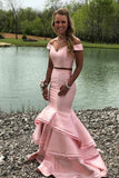2024 Mermaid Prom Dresses Off The Shoulder Satin Two Pieces