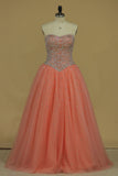 2024 Floor Length Sweetheart Beaded Bodice Quinceanera Dresses Ball Gown Tulle