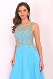 2024 Prom Dresses Scoop Chiffon With Beading A Line Zipper Up