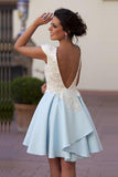 2024 Scoop Open Back Satin & Lace A Line Short/Mini Homecoming Dresses