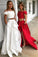 Pretty Two Pieces Ivroy Long Off The Shoulder Prom Dresses With Pockets