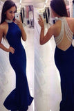 2024 New Arrival Prom Dresses Mermaid Halter Spandex Zipper Up With Beadings