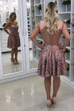 2024 Lace Homecoming Dresses A Line Knee Length With Pearls