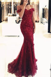 2024 Off The Shoulder Prom Dresses Mermaid Tulle With Applique And Beadings Covered Button