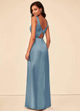 Arielle V-Neck Floor Length Sleeveless Natural Waist A-Line/Princess Bridesmaid Dresses