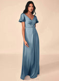 Amelia Natural Waist V-Neck Sleeveless Floor Length A-Line/Princess Bridesmaid Dresses