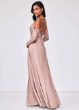 Jazmyn Sleeveless A-Line/Princess Natural Waist Halter Floor Length Bridesmaid Dresses