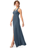 Penelope Sheath/Column Sleeveless Natural Waist Floor Length Spaghetti Staps Bridesmaid Dresses