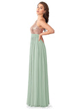 Abril Floor Length Sleeveless Spaghetti Staps Natural Waist A-Line/Princess Bridesmaid Dresses