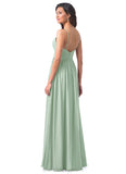 Sarahi A-Line/Princess Natural Waist V-Neck Sleeveless Stretch Satin Floor Length Bridesmaid Dresses