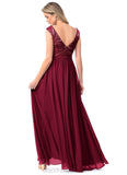 Christina Floor Length A-Line/Princess V-Neck Sleeveless Natural Waist Bridesmaid Dresses