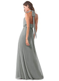 Blanche V-Neck A-Line/Princess Floor Length Sleeveless Natural Waist Bridesmaid Dresses