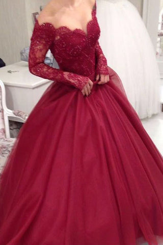 2024 Long Sleeves Tulle Prom Dresses A Line With Applique And Beads