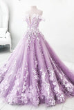 Off The Shoulder Gorgeous Long Prom Dress, Charming Formal Dress With Flowers