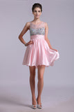 2024 Lovely Homecoming Dresses A Line Scoop Chiffon Short/Mini