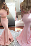 2024 Sexy Prom Dresses Mermaid Halter Zipper Up Open Back With Appliques Two Pieces