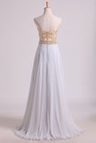 2024 Prom Dresses Sweetheart A Line With Beads Floor Length Chiffon