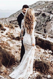 Vintage Lace Applique Long Sleeve Scoop Wedding Gowns Cheap Mermaid Wedding Dress