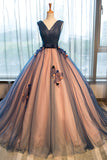 2024 Quinceanera Dresses Ball Gown V-Neck Tulle With Handmade Flowers Bow Knot