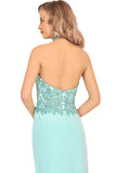 2024 Prom Dresses Halter Chiffon With Applique And Slit Sheath