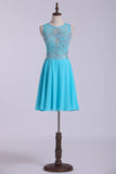 2024 Scoop Homecoming Dresses A-Line Short With Beads Chiffon