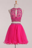 2024 Homecoming Dresses A Line Scoop Beaded Bodice Two Pieces