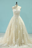 2024 New Arrival Wedding Dresses A Line Tulle Spaghetti Straps With Applique