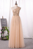 2024 One Shoulder Tulle & Sequin With Slit Prom Dresses