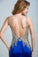 2024 Dark Royal Blue Two-Tone Mermaid Prom Dresses V-Neck Beaded Bodice Satin & Tulle