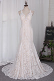 2024 New Arrival Wedding Dresses Mermaid Scoop Lace With Applique Court Train