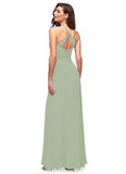 Kelsie A-Line/Princess Natural Waist Sleeveless Floor Length V-Neck Bridesmaid Dresses