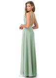 Blanche Floor Length Natural Waist A-Line/Princess Sleeveless V-Neck Bridesmaid Dresses