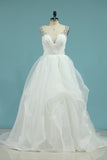 2024 New Arrival Straps Open Back Wedding Dresses A Line Organza With Beads