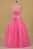 2024 Ball Gown Beaded Bodice Quinceanera Dresses Sweetheart Tulle Floor Length