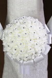 Wedding Bride Holding Flower Foam Flower Bouquet Of White Roses (25*19cm)
