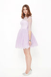 2024 New Arrival Homecoming Dresses A Line Scoop Mid-Length Sleeves Lace