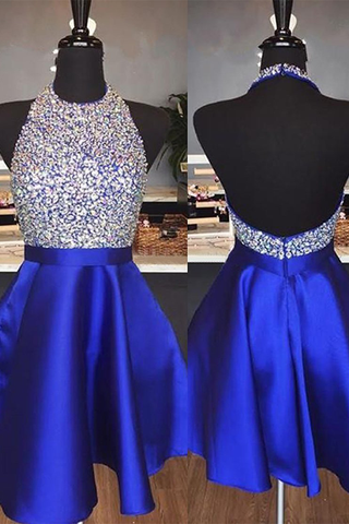 Glitter Rhinestones Navy Homecoming Dresses Luna Blue Party Dress