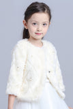 3/4 Length Sleeve Flower Girl Plush Jacket With Pearl