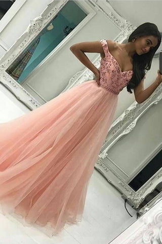 2024 New Prom Dresses A-Line Off-The-Shoulder Tulle With Rhinestones