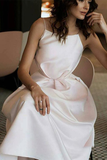 A-Line Homecoming Dresses Laurel Tea-Length White Prom Dress With Pockets