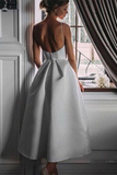A-Line Homecoming Dresses Laurel Tea-Length White Prom Dress With Pockets