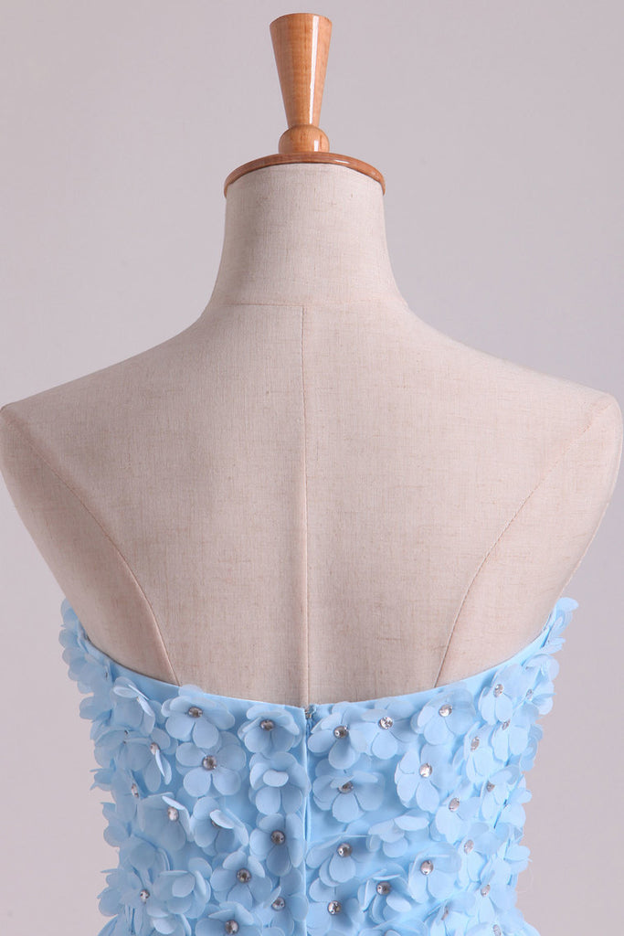 2024 Short/Mini Dresses Empire Waist A Line With Beads&Handmade Flowers