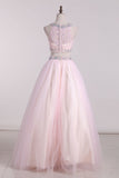 2024 Two-Piece Scoop Ball Gown Quinceanera Dresses Tulle With Applique
