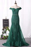 2024 Prom Dresses Mermaid Off The Shoulder With Applique And Beads Tulle