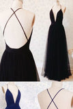 2024 New Arrival V Neck Tulle With A-Line Prom Dresses Zipper Up