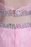 2024 Two-Pieces Prom Dresses Long Sleeves Scoop Trumpet Lace Court Train