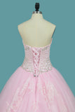 2022 Sweetheart Ball Gown Quinceanera Dresses Applique And Beading Sweep Train