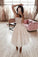 Spaghetti Strap Tea Length Starry Tulle Homecoming Dress  (Unchangeable Ivory Outlayer)