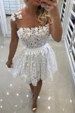 2024 Lace Homecoming Dresses A Line Scoop With Applique And Pearls